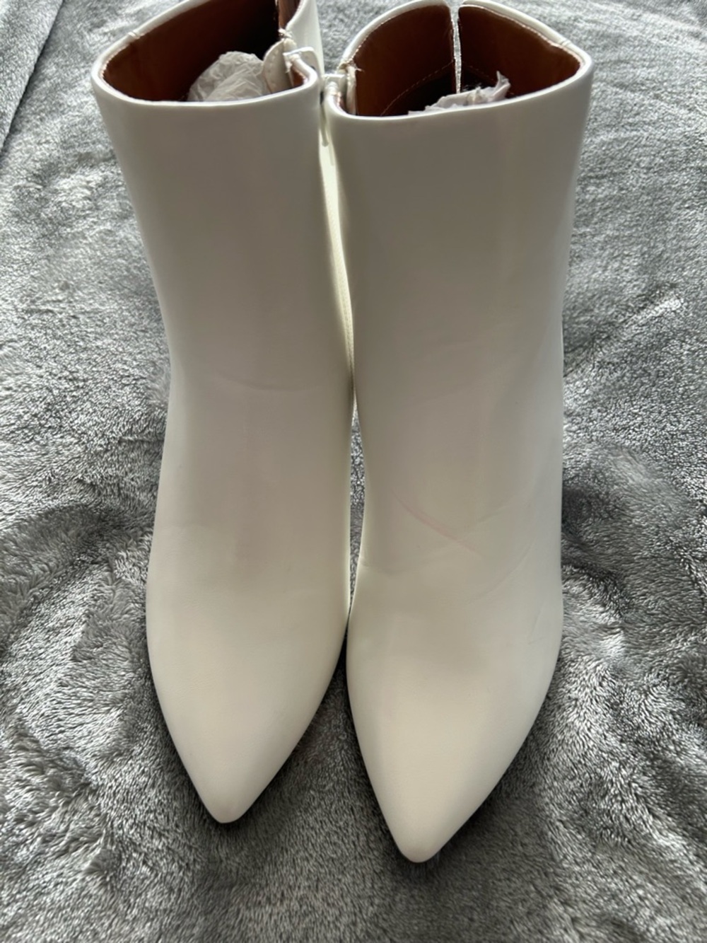 Sleek White Pointed-Toe Ankle Booties